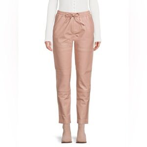 Drawstring Faux Leather Pants